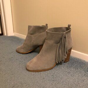 Fringe heeled ankle boots